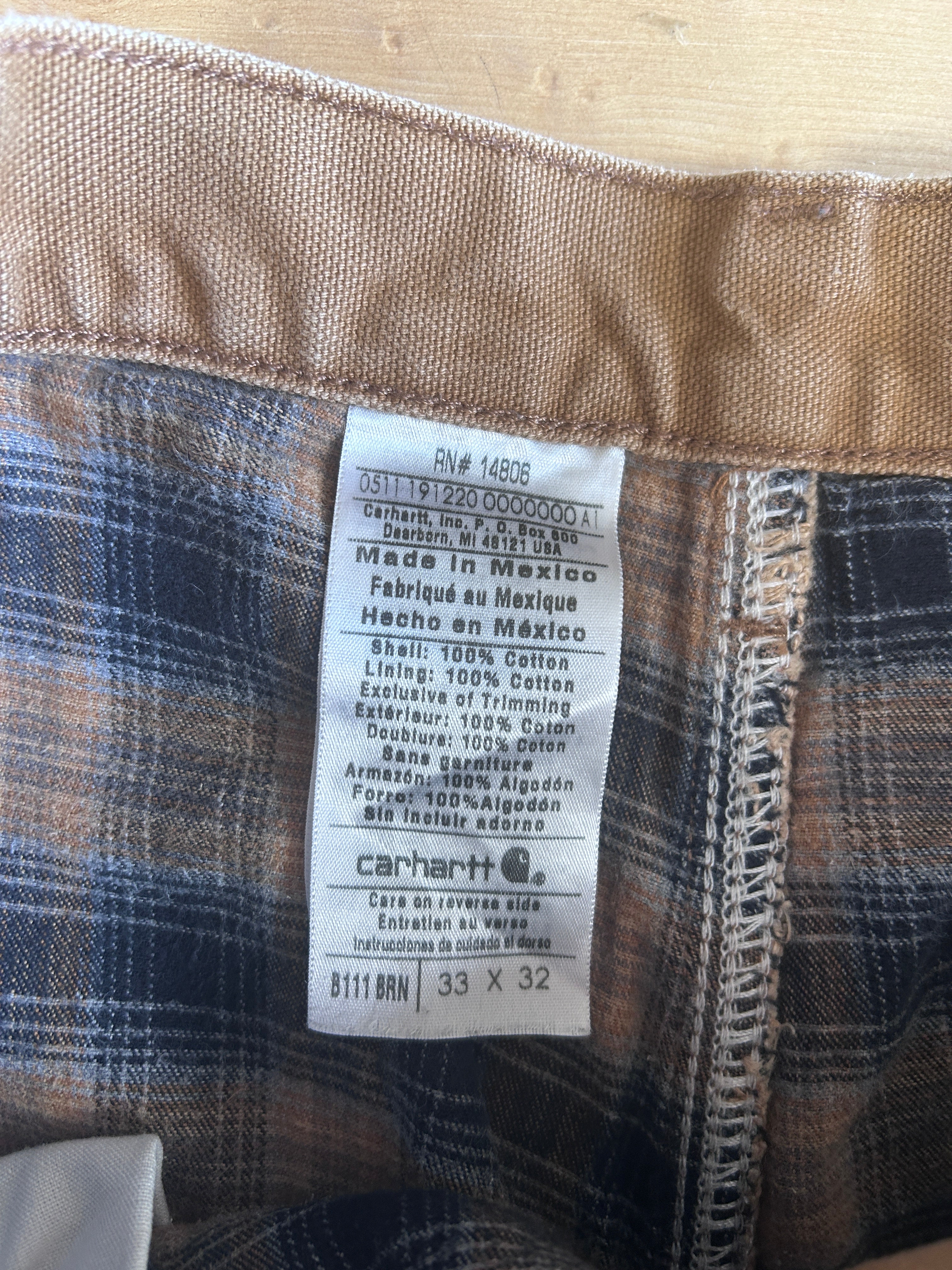 Carhartt lined cargos 33x32
